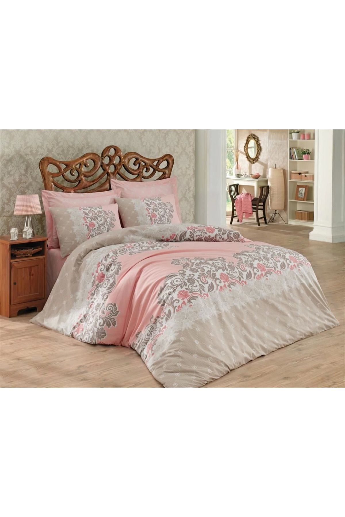 ÖYKÜ VE YİĞİT Cotton Box Megan Bej Çift Kişilik Nevresim Takımı