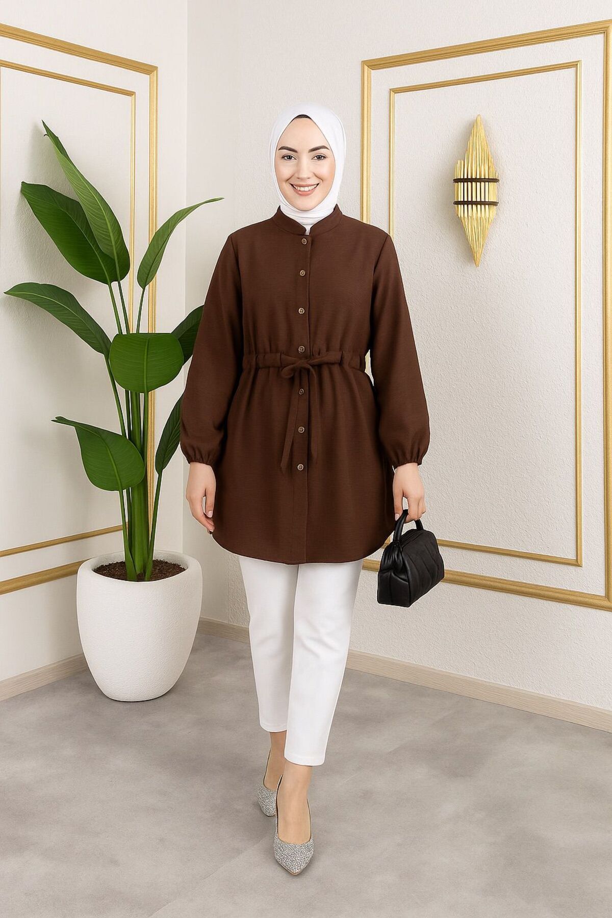 sd butique Kuşaklı Düğmeli Tunik – Rahat Kesim, Şıklık ve Sadelik Bir Arada