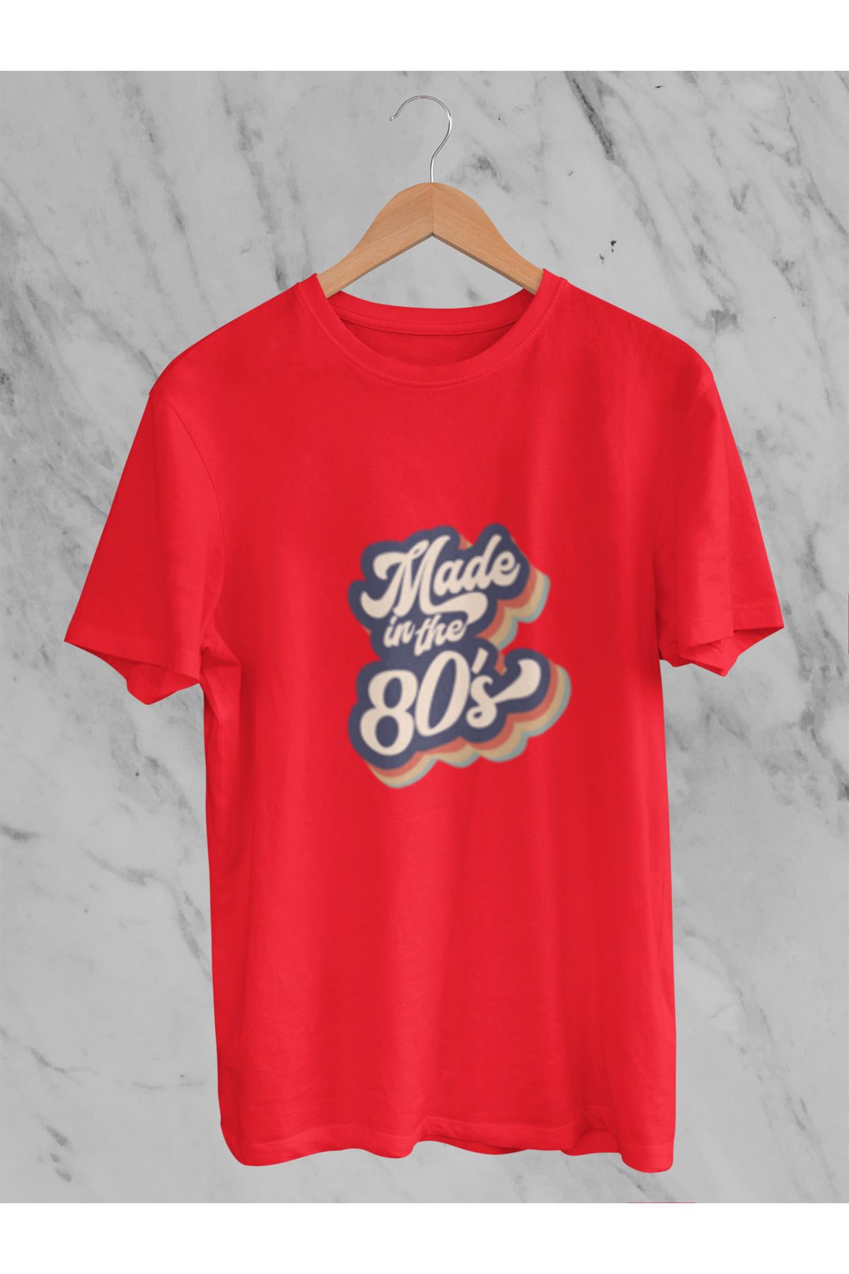 MG MADE IN THE 80'S BASKILI UNISEX BİSİKLET YAKA PAMUKLU OVERSIZE KALIP KISA KOLLU T-SHIRT