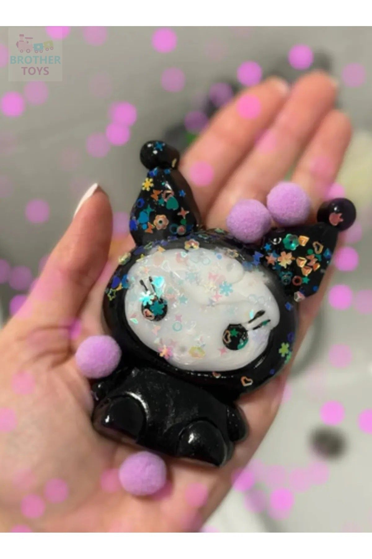 Brother Toys Kuromi Taba Jel Sukuşi - Squishy Tüylü Oyuncak 7 Cm.
