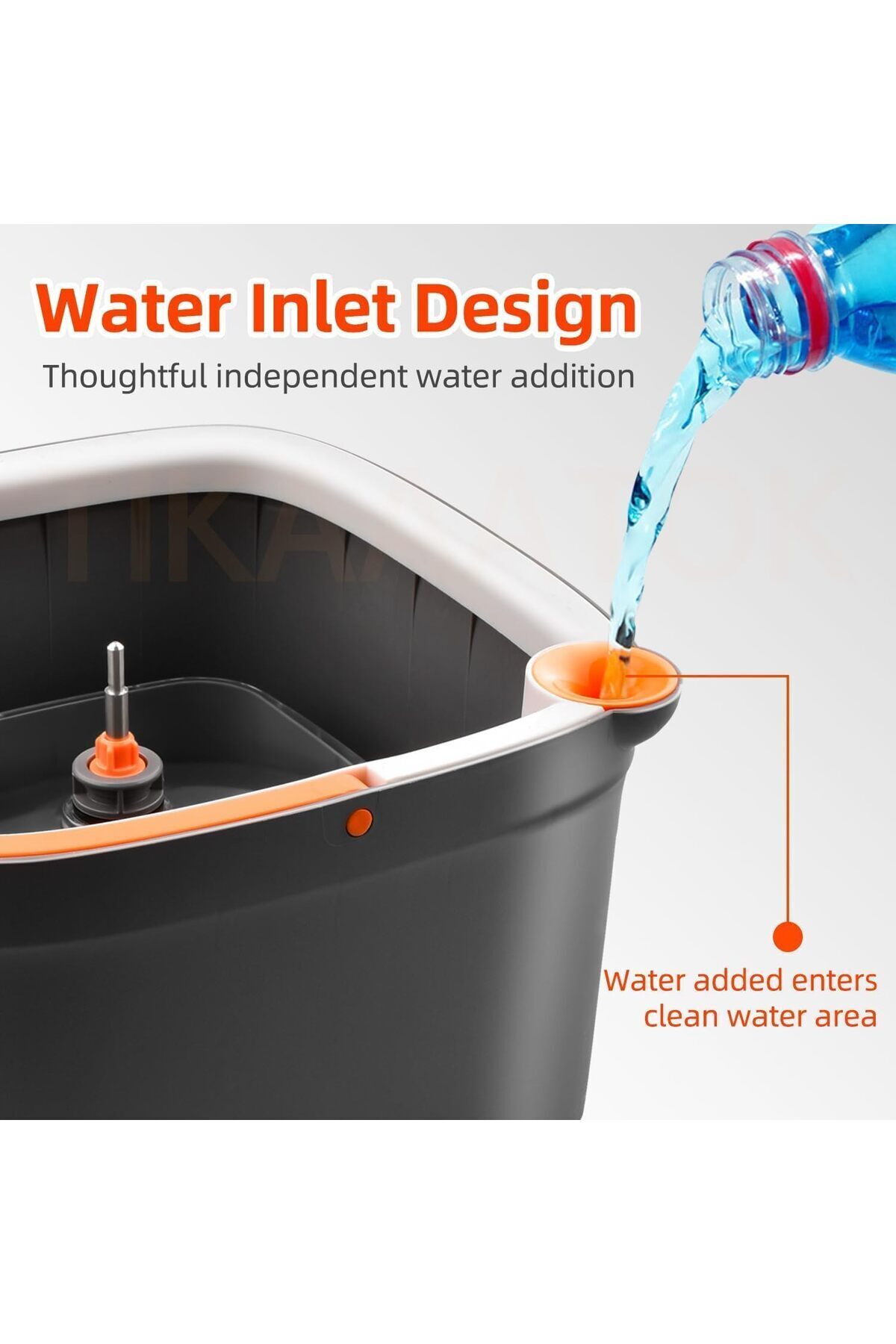 مجموعة ممسحة دوارة مع دلو ونظام مياه منفصل ذاتيًا، رأس ممسحة دوارة 360 درجة مربعة الشكل