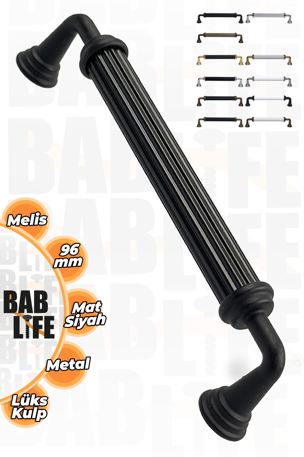 Melis Mat Siyah 96mm Metal Lüks Çekmece Dolap Mobilya Kulpları