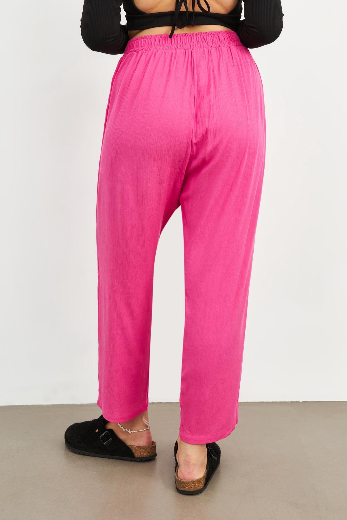 Curly-Fuchsia Crinkled Pants 4