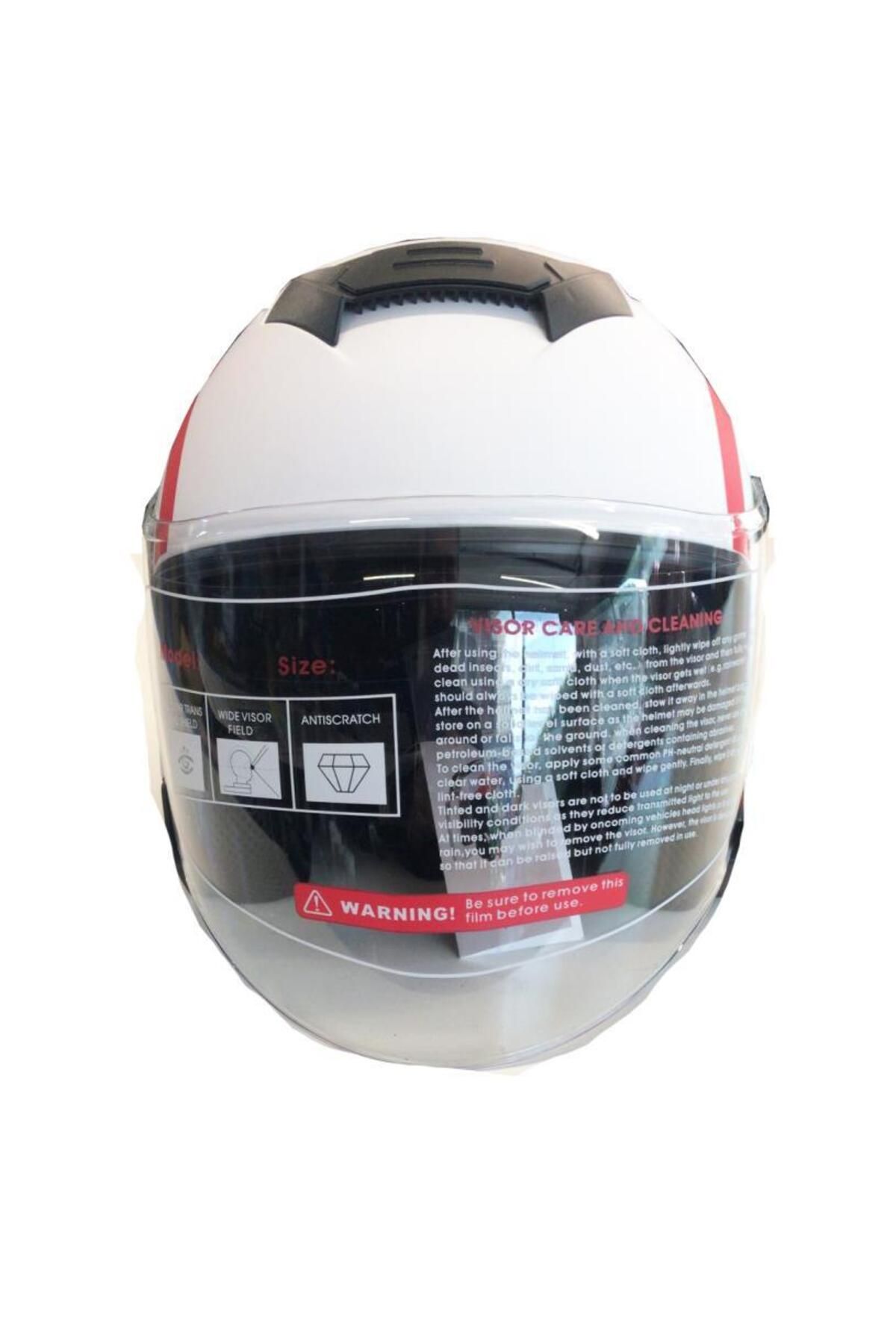 Ybs Yarım Açık Güneş Vizörlü Kask-Beyaz-XL Beden