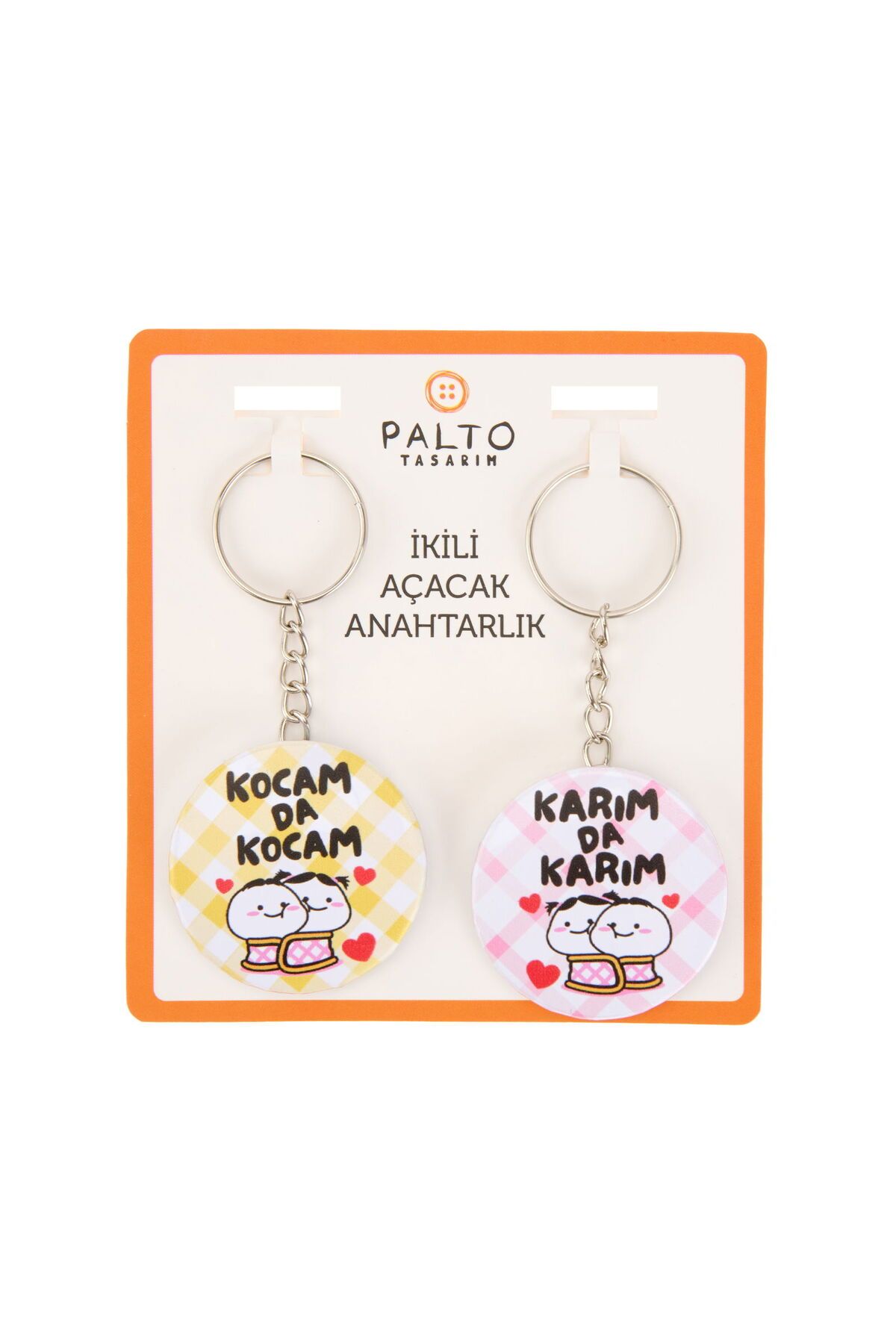ASPARTAM Tasarım Karım da Kocam 2'li Metal Anahtarlık Seti - Renkli - 10 cm