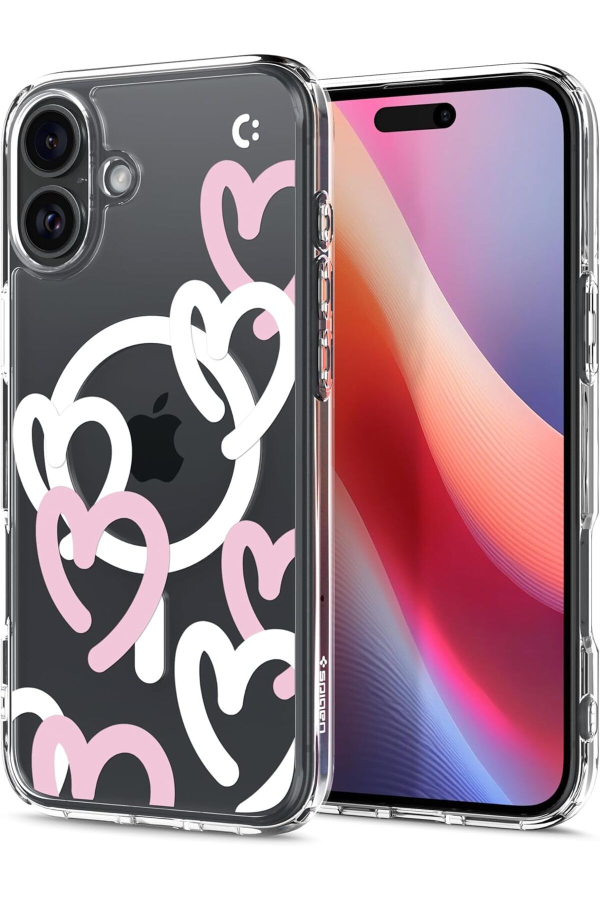 STOREMAX ELZ iPhone 16 Kılıf Ultra Hybrid MagFit MagSafe özellikli Hearts White Pink - ACS08280 FRNTR 1127