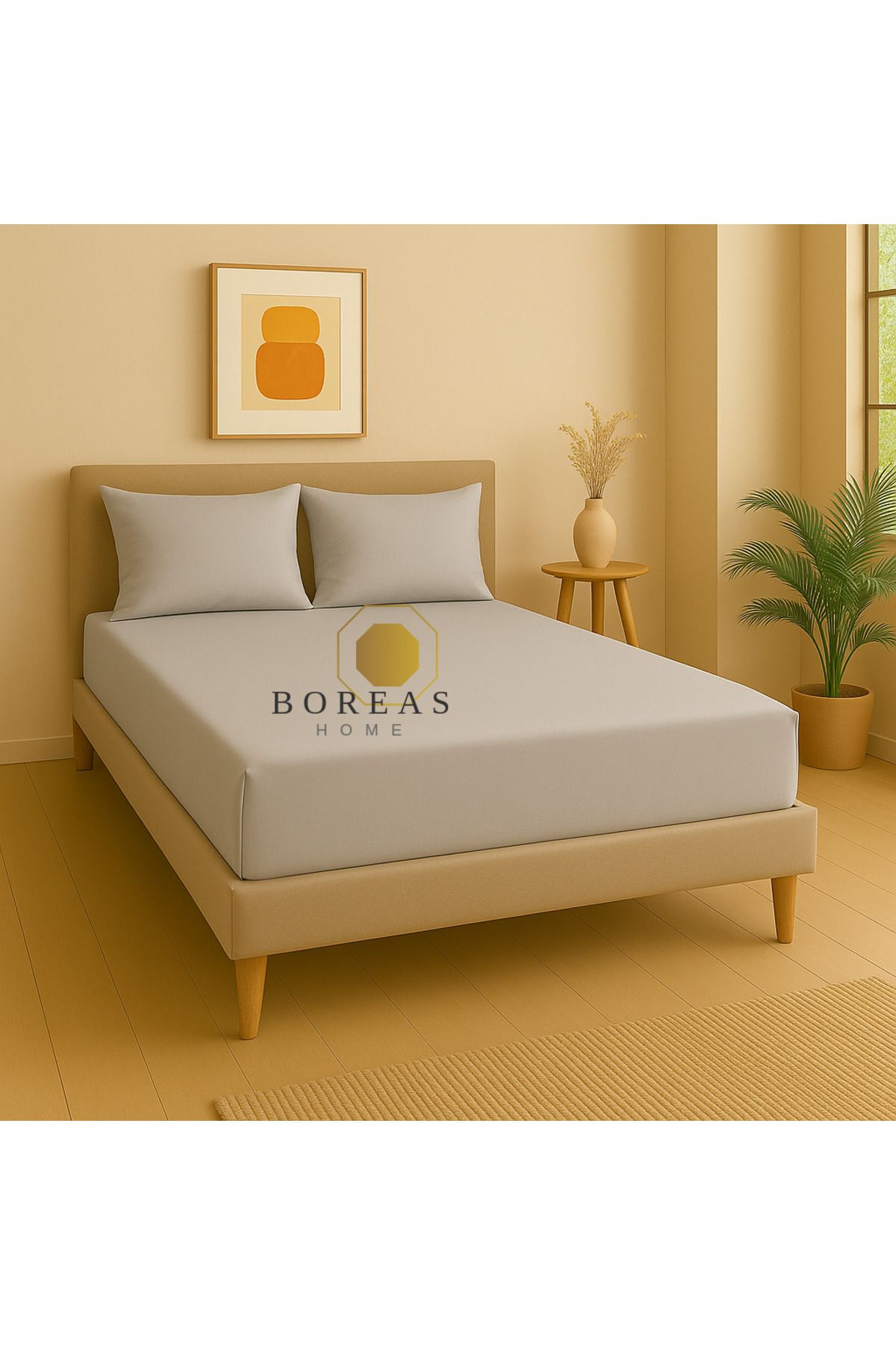 Boreas Home Natural Ranforce Çift Kişilik Lastikli Çarşaf Ve Yastık Kılıfı Seti
