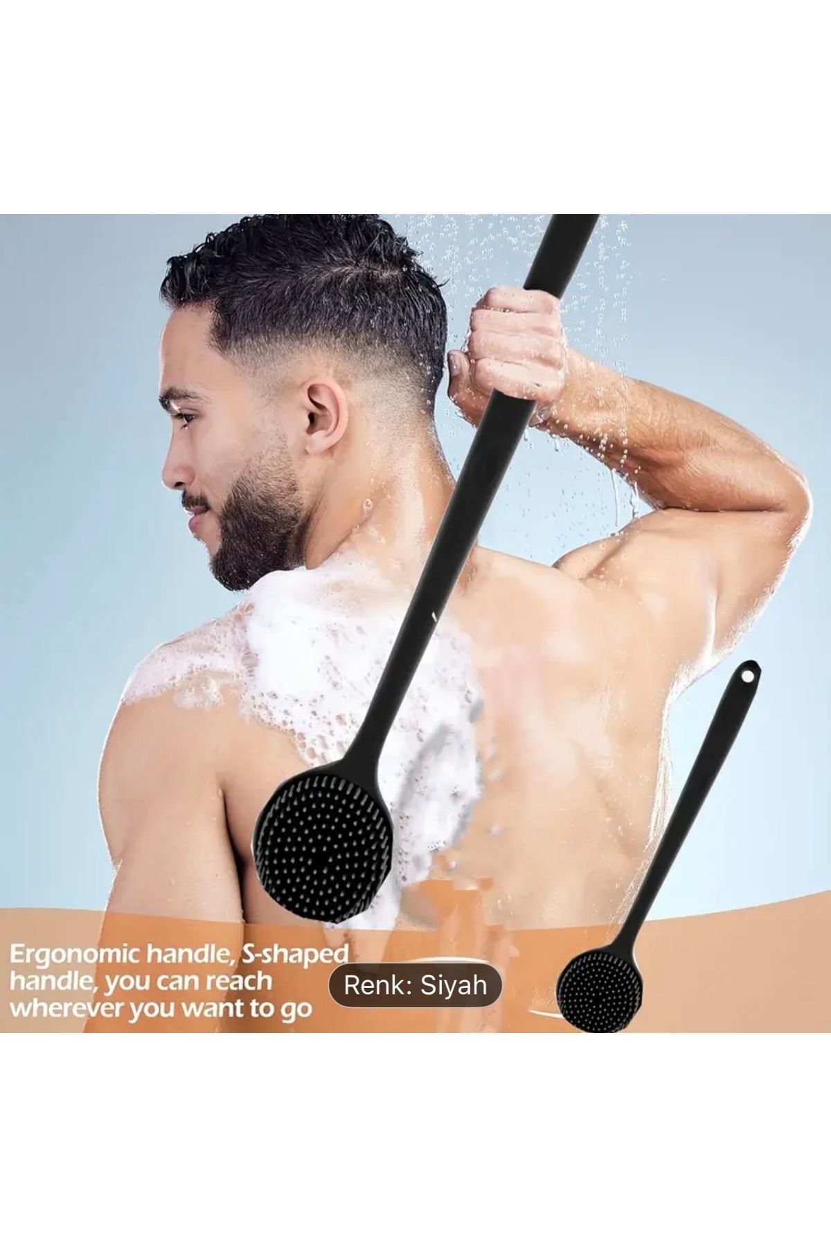 SOFT Ergonomik Silikon Banyo Fırçası Uzun Saplı, Nazik Sırt Ovmalı, Derin Temizlik Cilt Bakımı