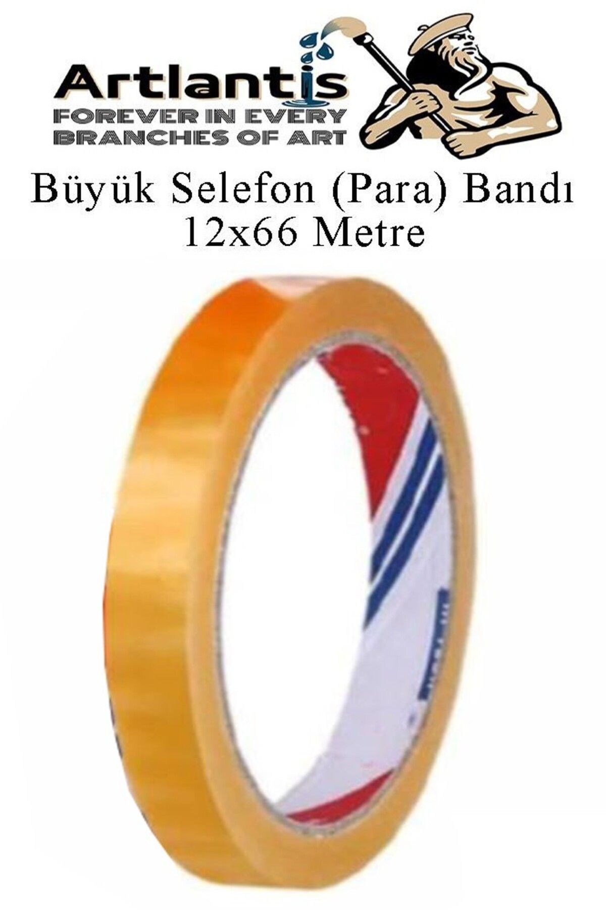 Artlantis 12x66 Metre Selefon Bant 1 Adet Büro Bandı Büyük Bant Makinelerine Uyumlu Şeffaf Para Bandı Artlanti