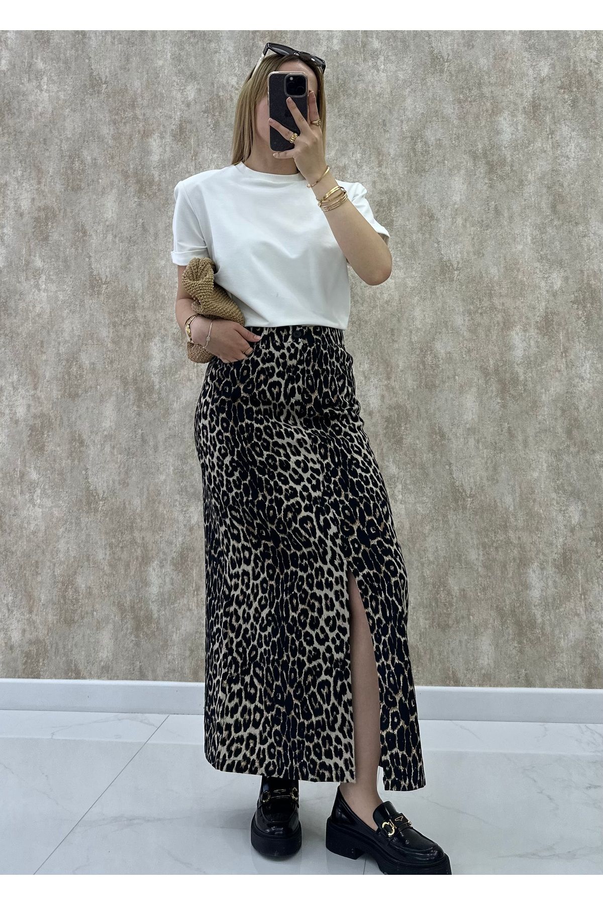 RAVİ Rv leopar uzun etek