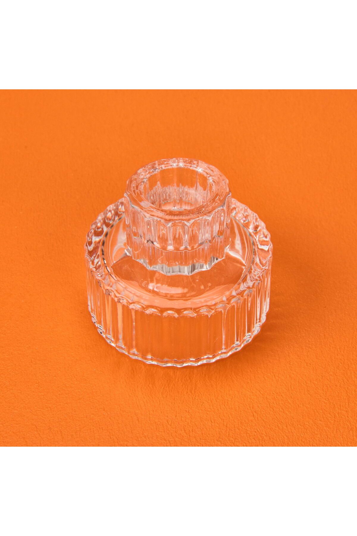 ASPARTAM Cam Çizgili Mumluk - Şeffaf - 5x6 cm