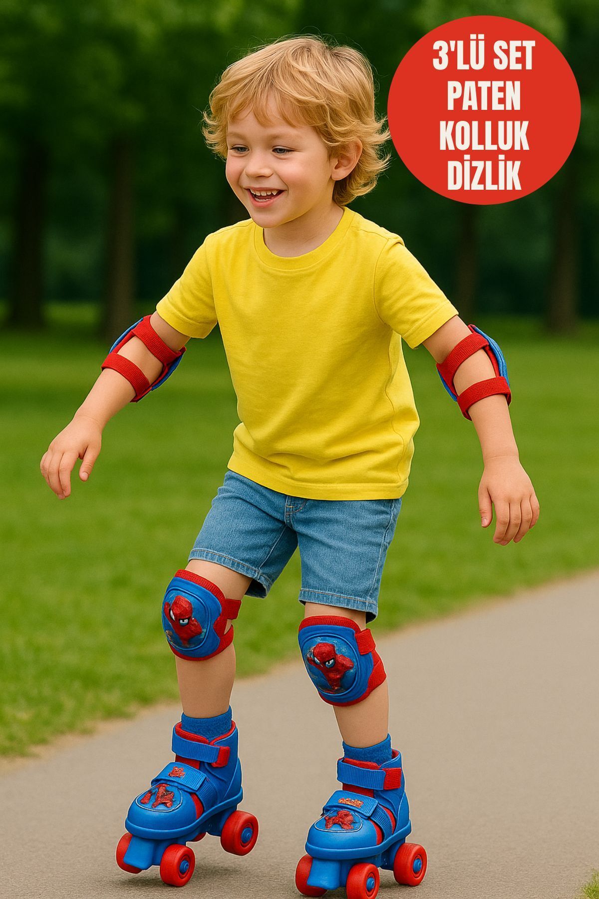 اسکیت کودک مردانه و زنانه 4 چرخ با کیف آرنج قابل تنظیم برای شماره 22 29 TOYFEST