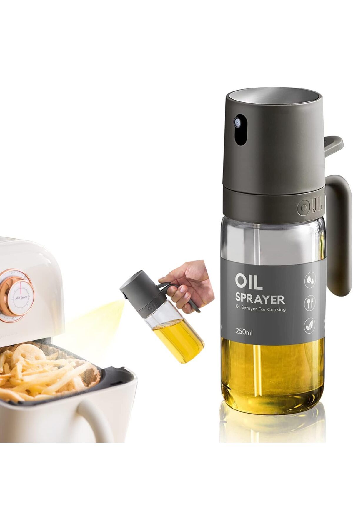 Mu Art Ahşap Mrt Yemek pişirmek için 8.5oz Yağ Püskürtme Şişesi, Zeytinyağı Püskürtücü Bay, 250ml Ca