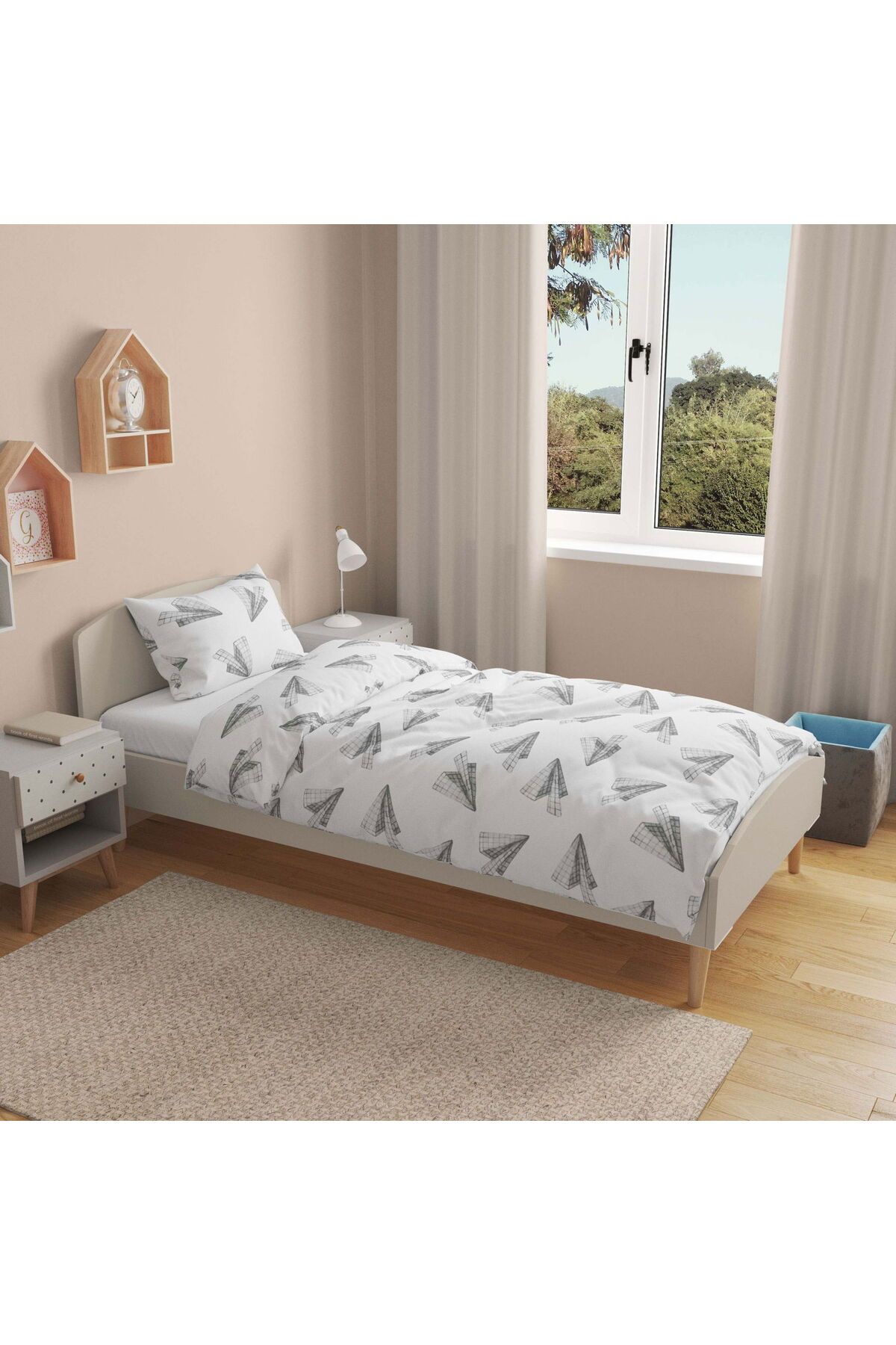 MATMEL Papper Planer Nevresim Takımı - Antrasit / Beyaz