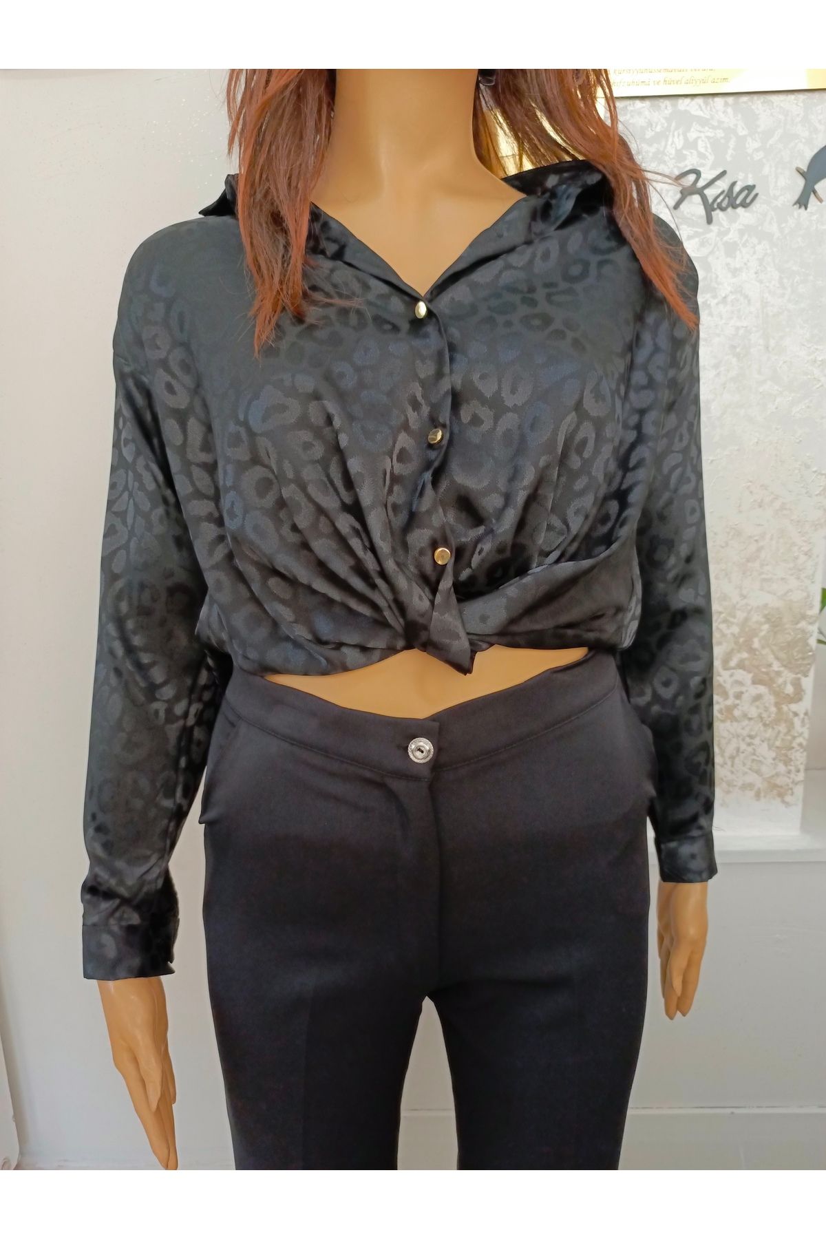 Butik Saten Crop Gömlek