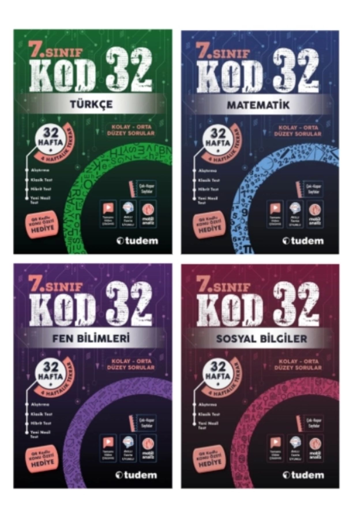 Tudem Yayınları TUDEM YAYINLARI 7.SINIF KOD 32 TÜRKÇE - MATEMATİK - FEN BİLİMLERİ - SOSYAL BİLGİLER
