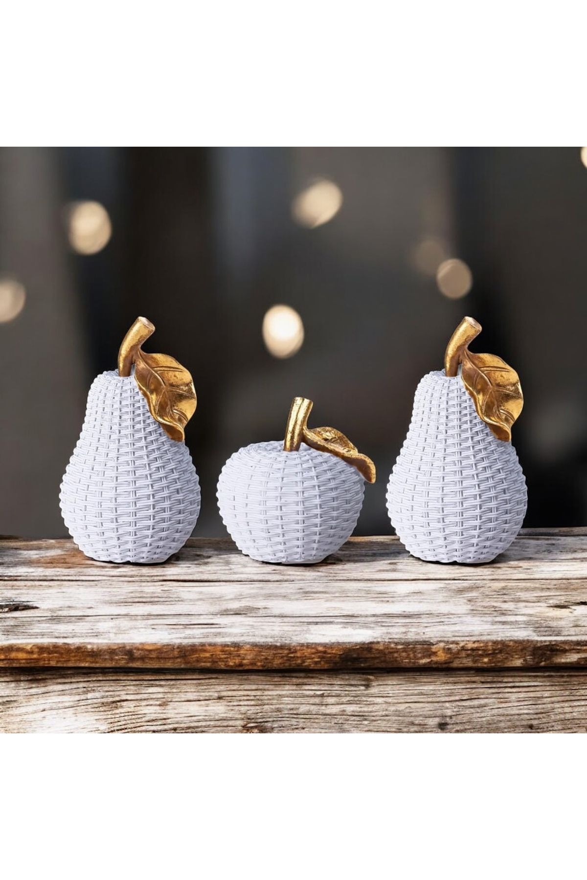 LUXURİANTCRAFT DEKORATİF OBJE BİBLO ELMA ARMUT 3’LÜ SET