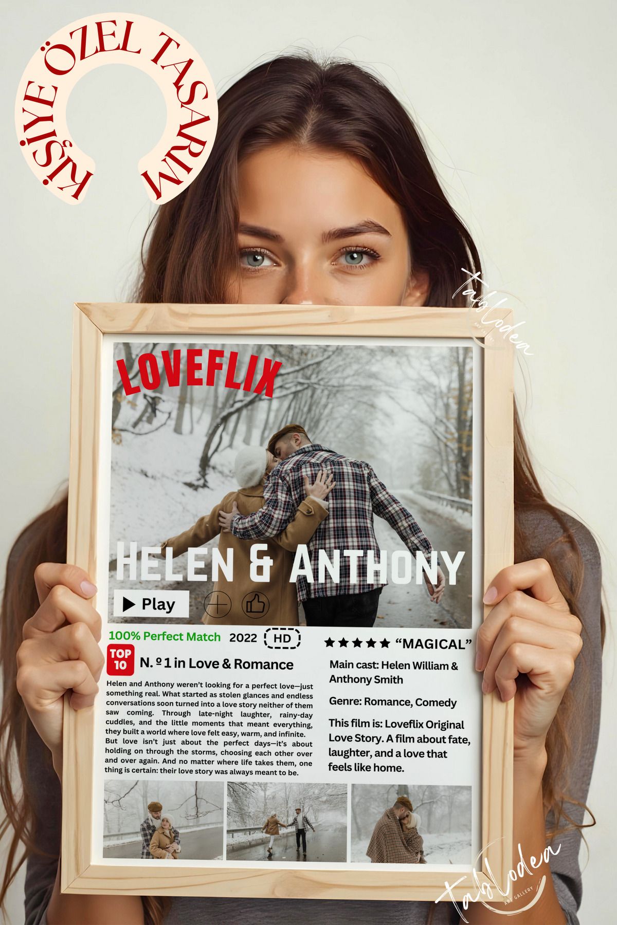tablodea Kişiye Özel Çerçeveli Tablo, Fotoğraflı Netflix Özel Tasarım Pinterest Tablo, Sevgiliye Özel Hediye