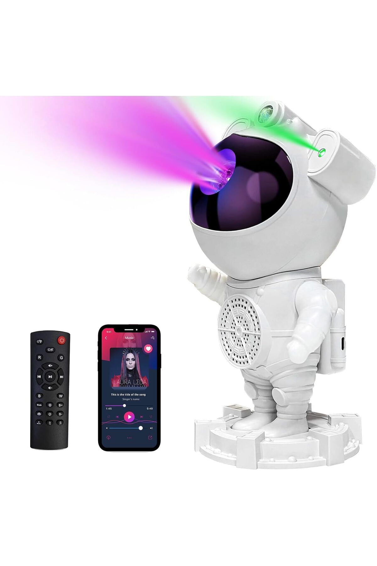 bovinox Bluetooth Astronot Uzay Temalı Gece Lambası Hoparlörlü Masa Lambası