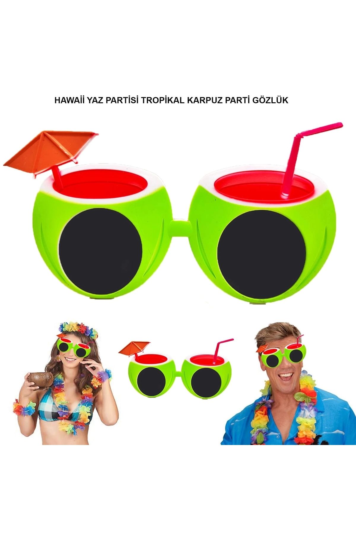 No8 Home Karpuz Şekilli Tropikal Hawaii Yaza Merhaba Parti Gözlüğü