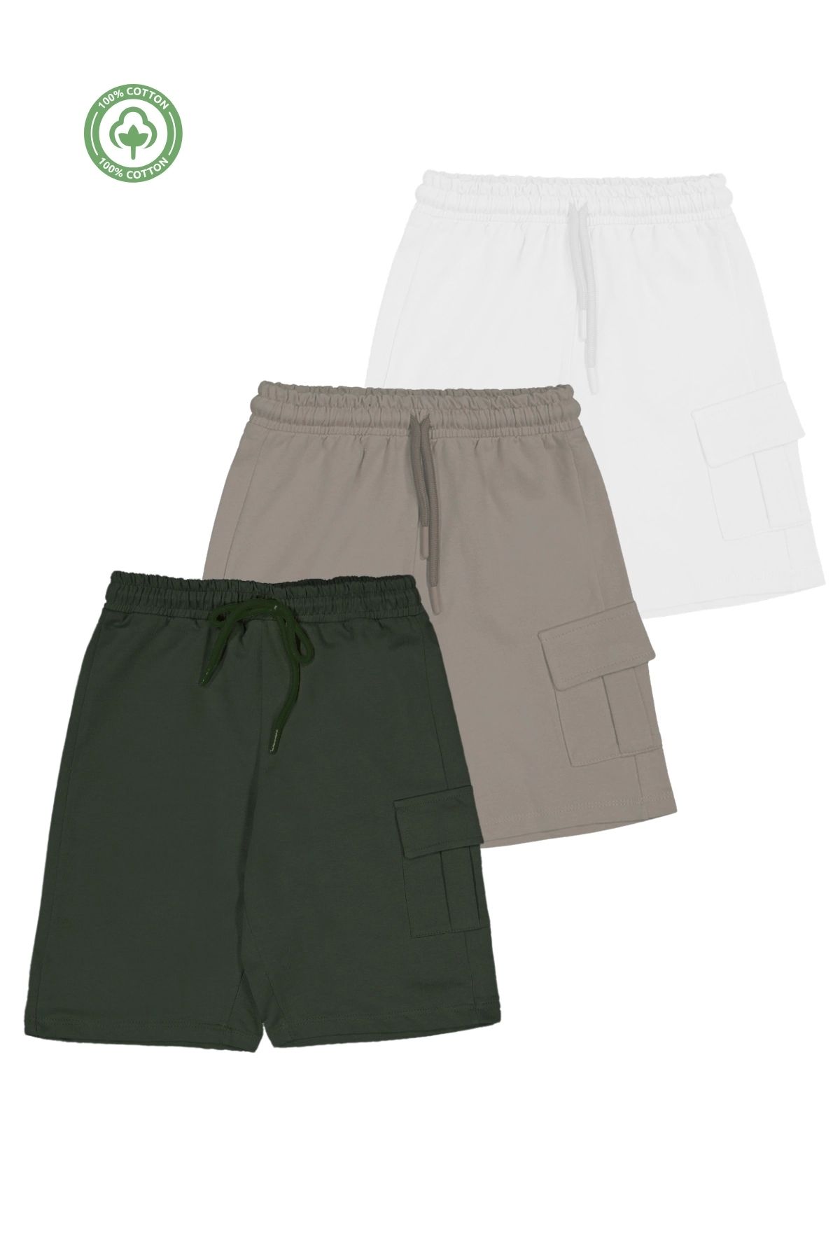 Divonette Unisex Çocuk Pamuklu Şort 3'lü Set -Çocuk Giyim