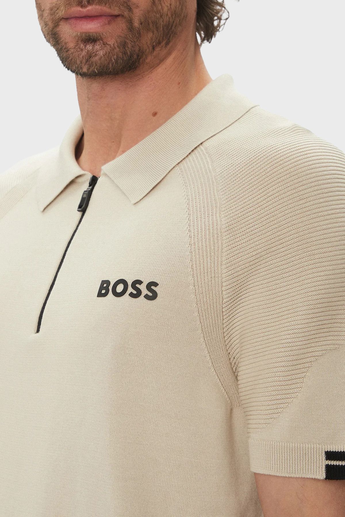 تی شرت یقه پولو مردانه پنبه باریک و نیمی از ZIPPER POLO TREAT TREAN THE AYAKA TURT 50537146 284 BOSS