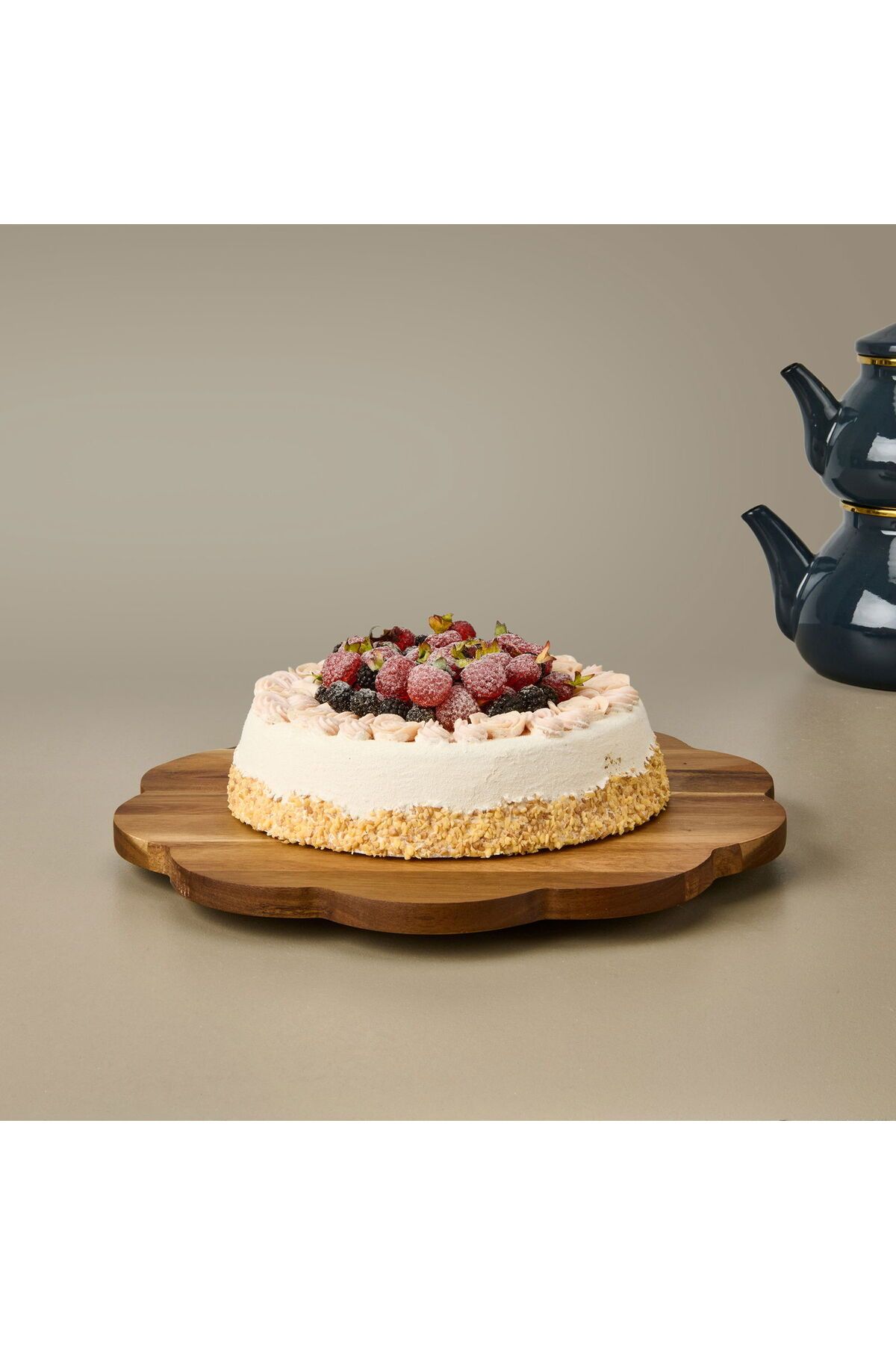 ASPARTAM Akasya Dalgalı Dönerli Sunumluk - Kahverengi - 35 cm