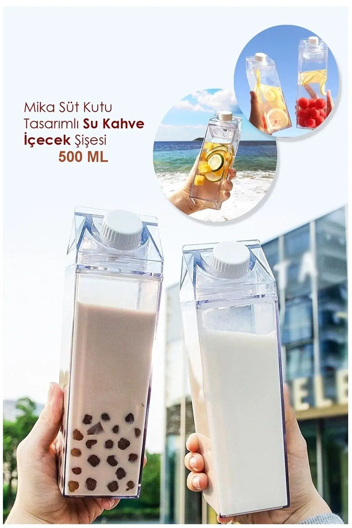 kuzenler store Süt Kutusu Tasarımlı İçecek Şişesi