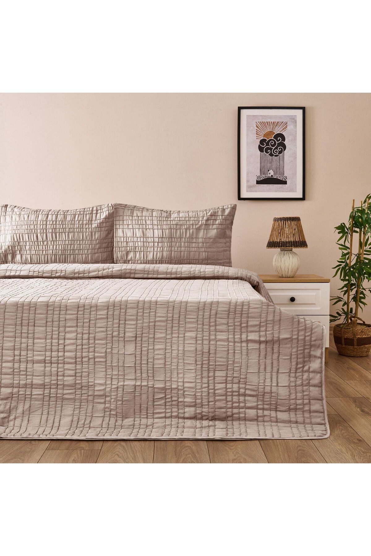 MATMEL Elit Çift Kişilik Yatak Örtüsü Seti - Bej - 200x230 cm