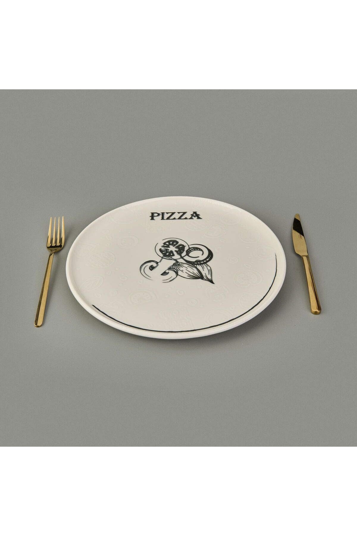 MATMEL Gourmet Pizza Tabağı - Krem / Siyah - 30 cm