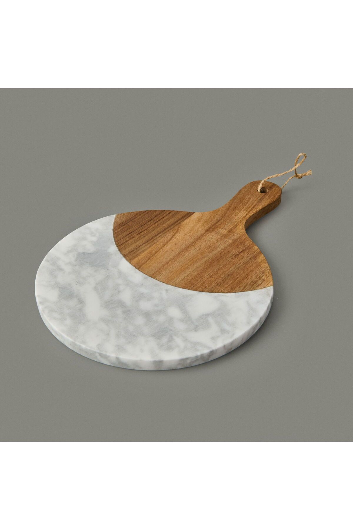 ASPARTAM Akasya Yuvarlak Sunum Tahtası - Kahverengi / Beyaz - 30x21 cm