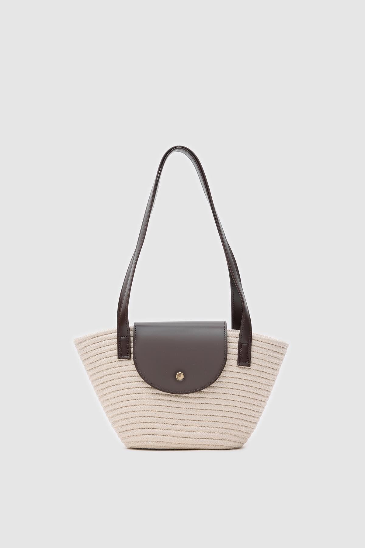 Shule Bags Maia Krem Handmade Hasır Omuz Çantası