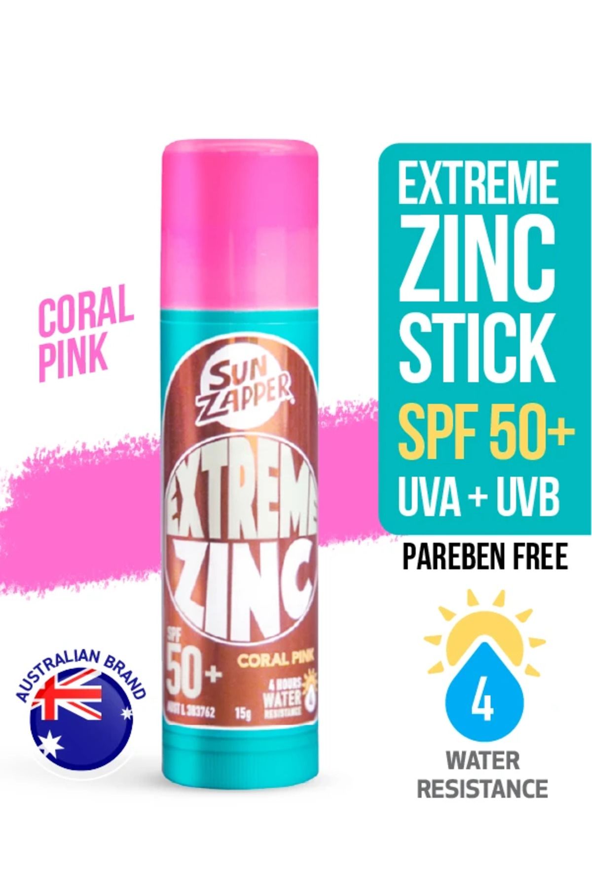Sun Zapper Extreme Zinc Stick Coral Pink SPF 50+ 15g