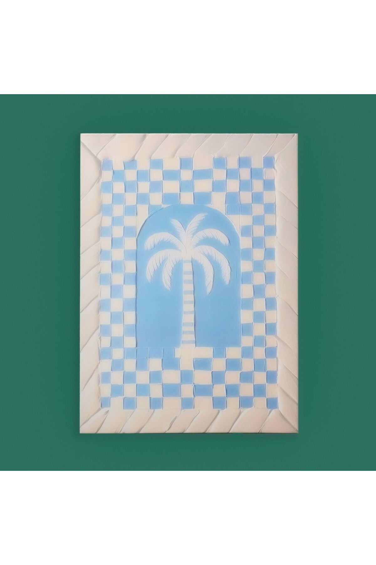 MATMEL Palm Breeze Kanvas Tablo - Mavi / Beyaz - 50x70 cm