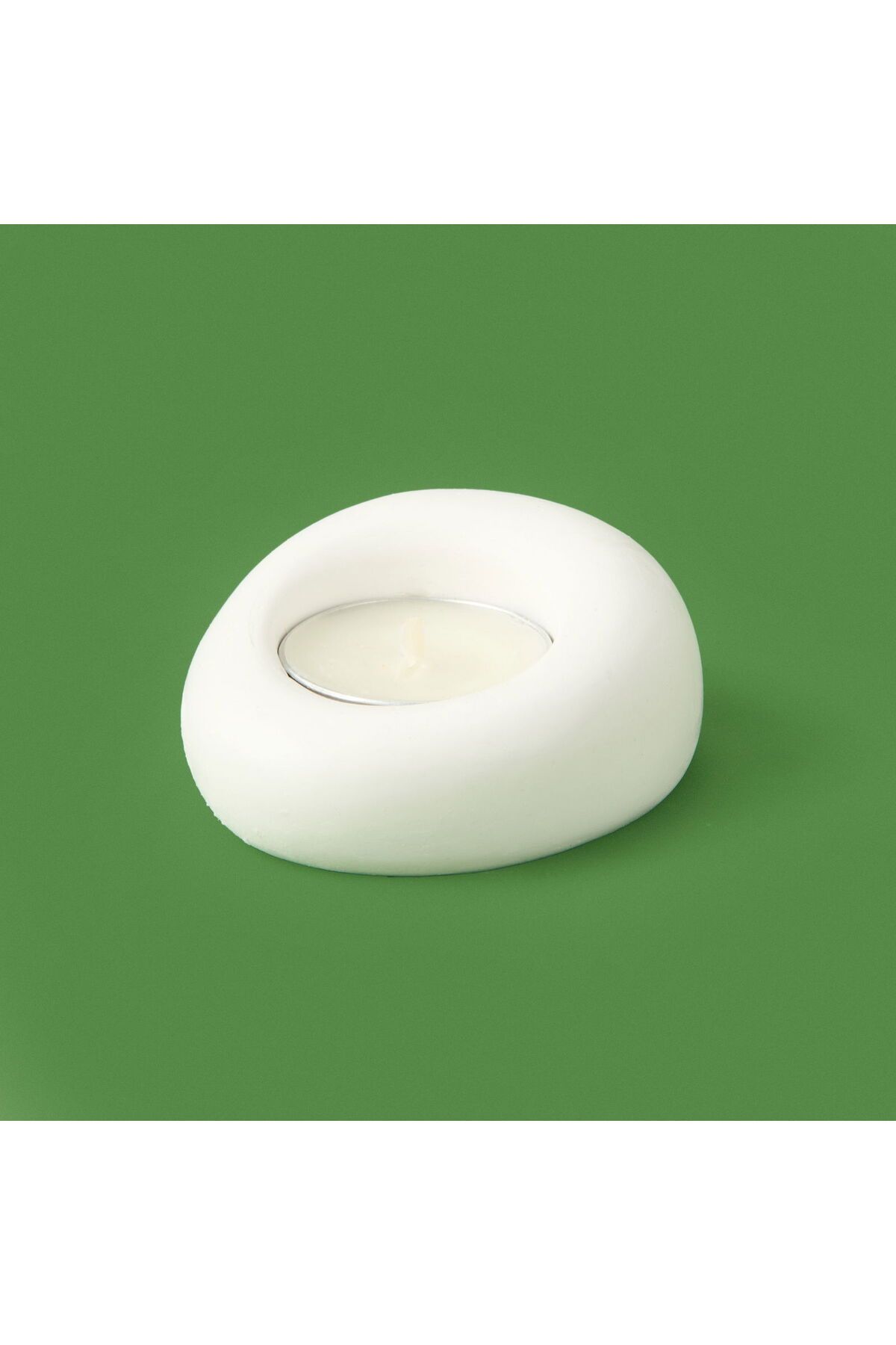 ASPARTAM Taş Mumluk - Beyaz - 5 cm