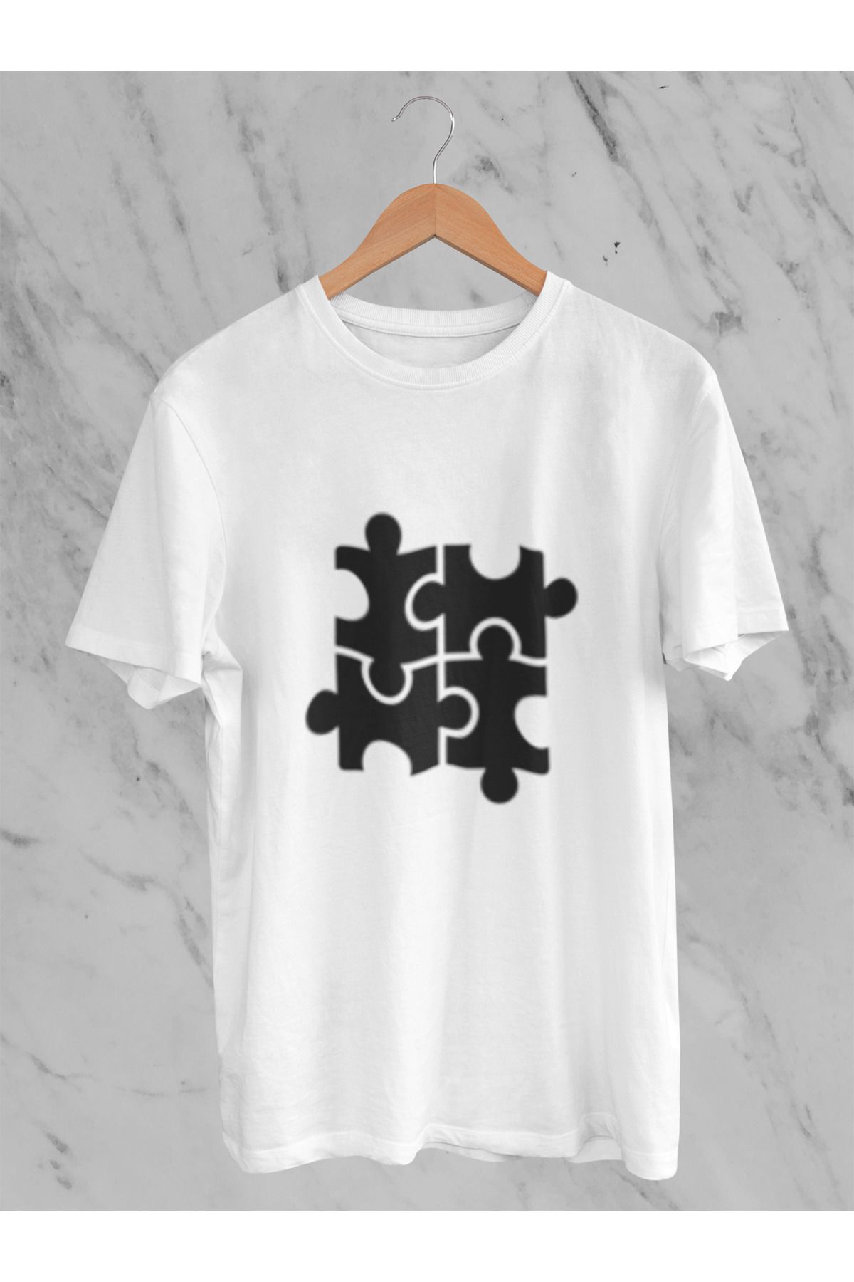 MG YAPBOZ BASKILI UNISEX BİSİKLET YAKA PAMUKLU OVERSIZE KALIP KISA KOLLU T-SHIRT