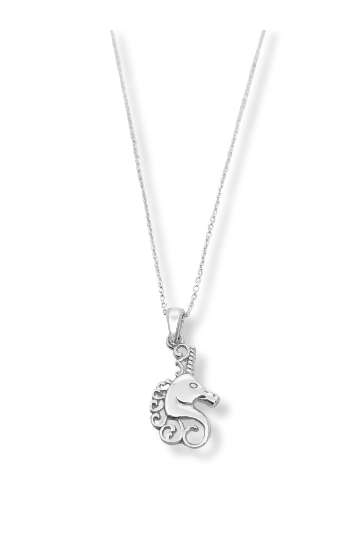 oya silver Unicorn Atı Gümüş Kolye 1.3x3 CM