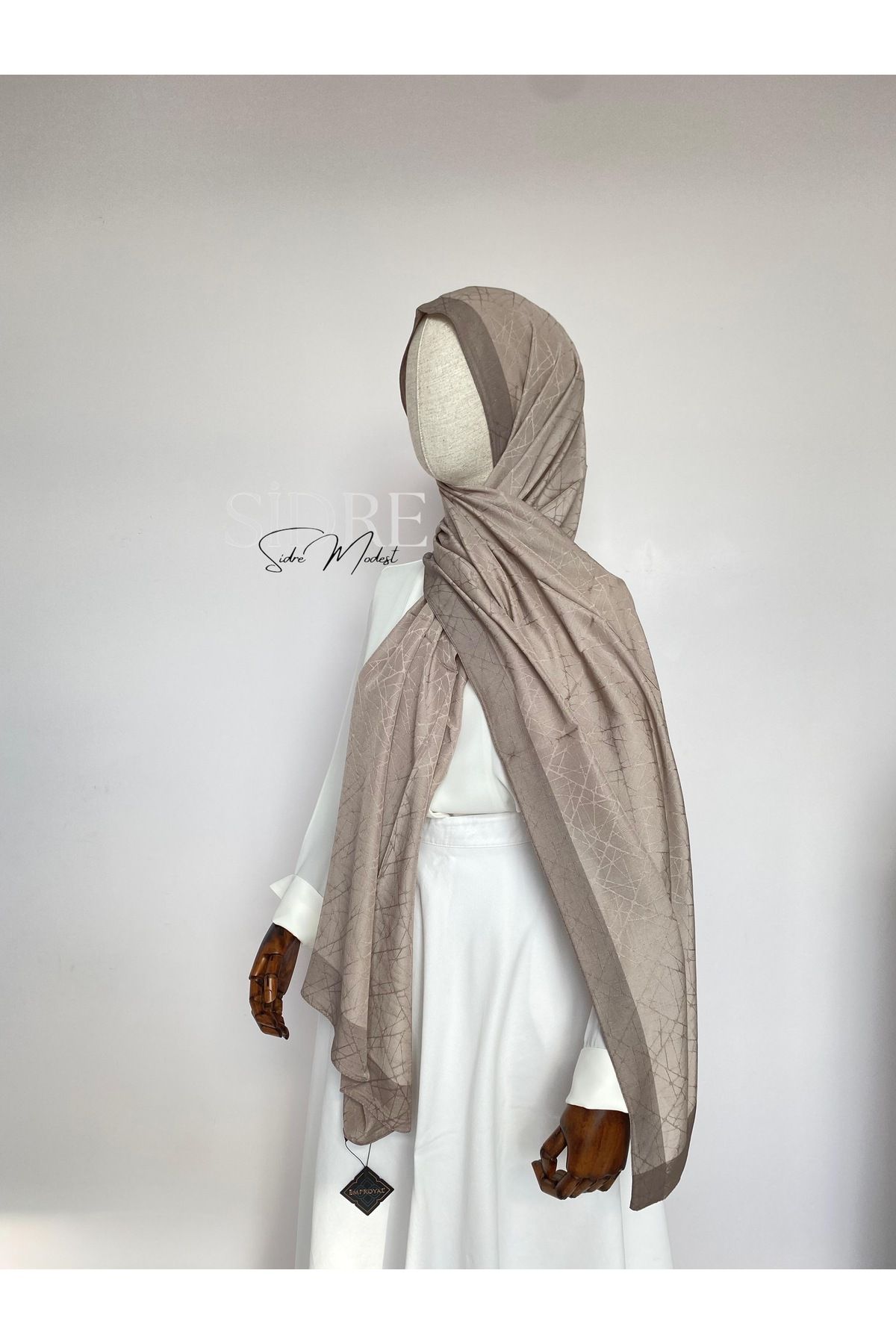 SİDRE MODEST Kendinden Desenli Vizon Şal
