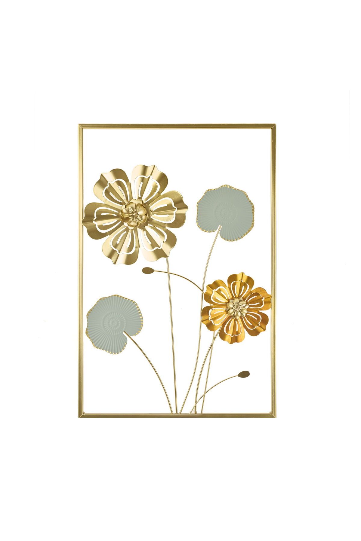 ASPARTAM Gerbera Metal Tablo - Altın / Gri - 40x60 cm