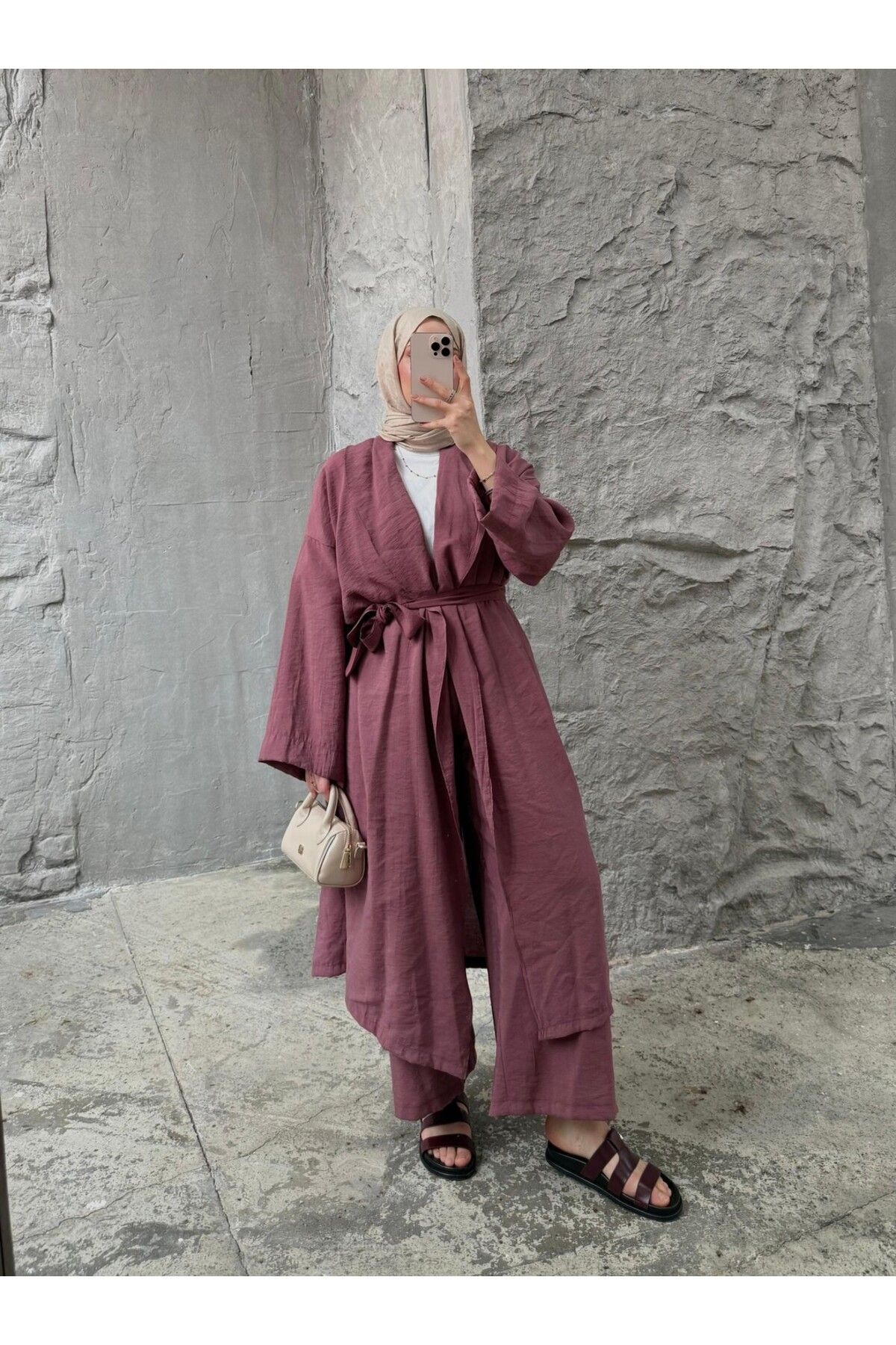 FERHEL Kimono ve Pantolon Oversize Takım 6027