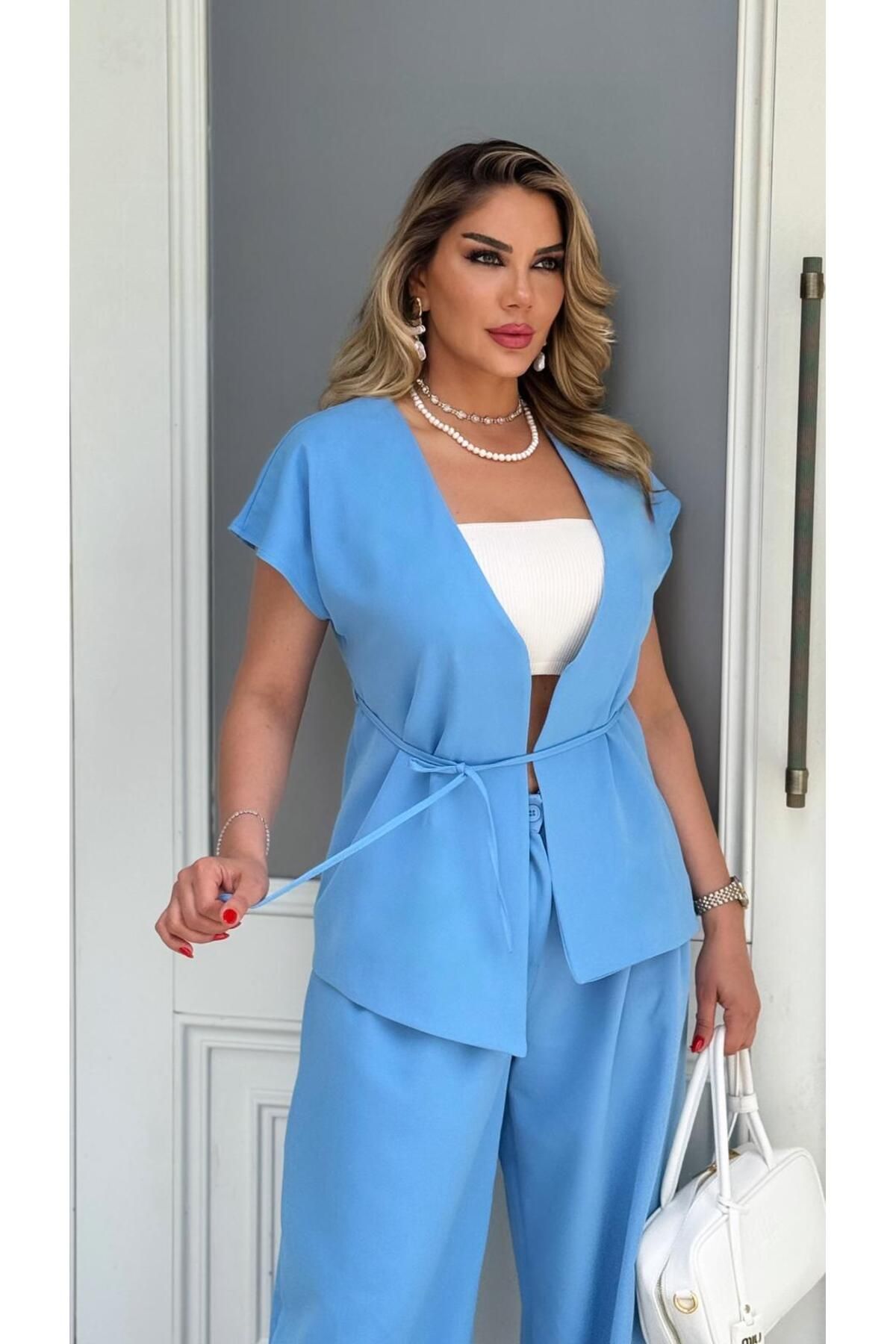 ERICA DONNA BAĞCIK DETAY MAVİ YELEK