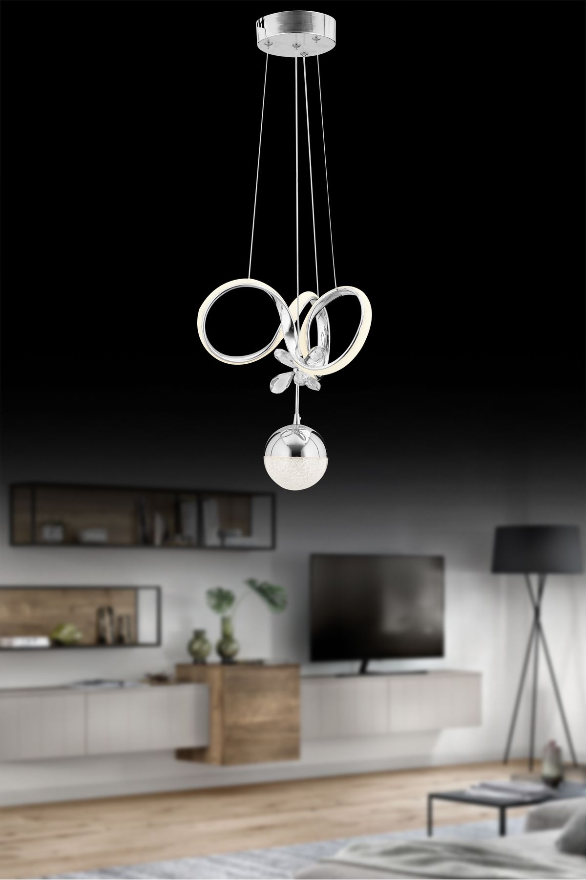 İstanbul Avize İstanbul Avize Gümüş Twins Beyaz Power Ledli Modern Led Avize