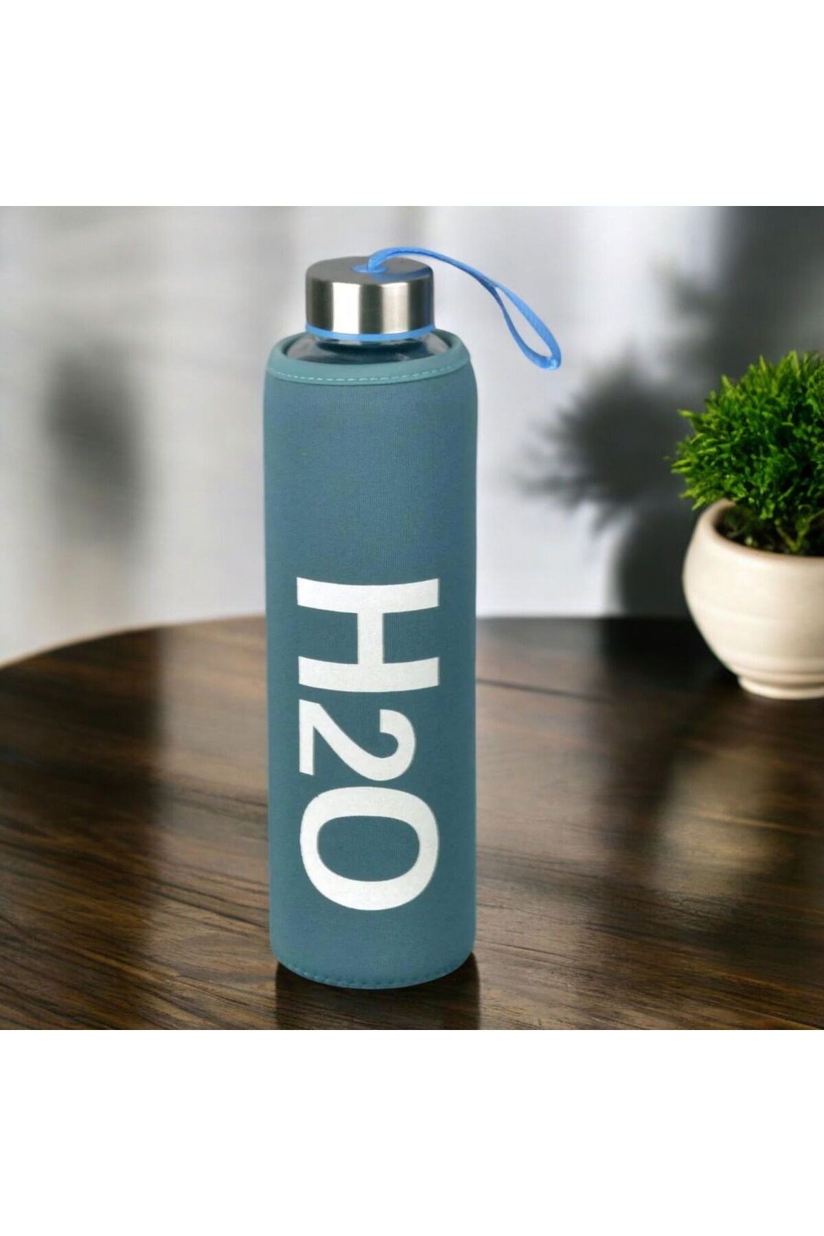 MATMEL H2O Kılıflı Cam Matara - Mavi / Şeffaf - 600 ml