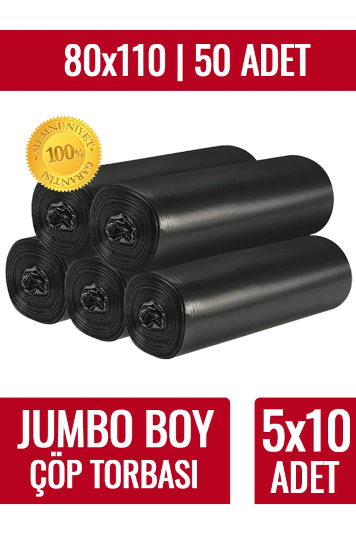 Still Çöp Torbası Jumbo Boy 10’lu 5 Rulo 300 gr Ultra Kalın 80x110 Çöp Taşıma Taşınma Nakliye Poşeti