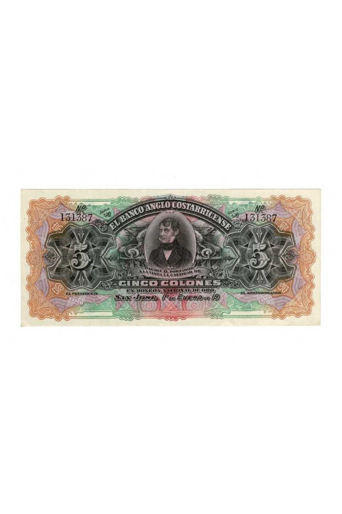 Gökçe Koleksiyon Kosta Rika 5 Colones (1903-1917) ÇİL YKP7618
