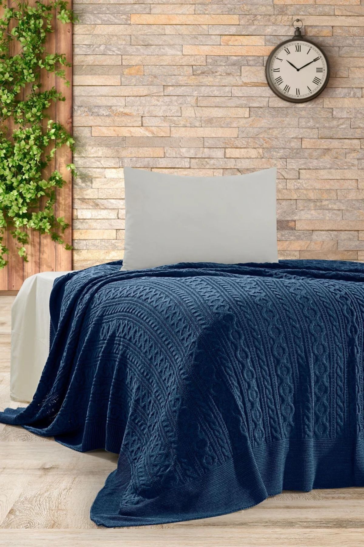 DOUX HOME Mery Triko Yatak Örtüsü Tek Kişilik 180 X 230 Cm İndigo
