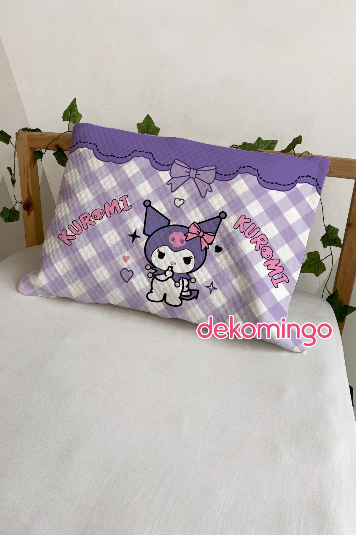 dekomingo MOR KARELİ KUROMİ 2 ADET YASTIK KILIFI