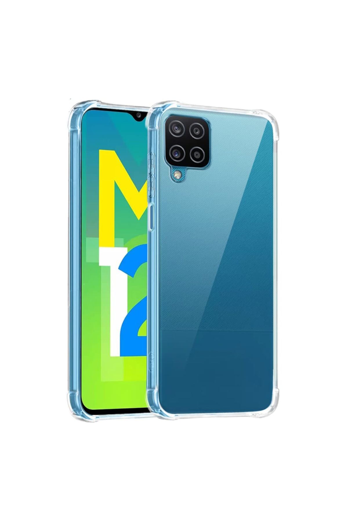 CaseArt Samsung Galaxy M12 ile uyumlu Kapak Köşe Korumalı Airbag Antishock Şeffaf Silikon Kılıf