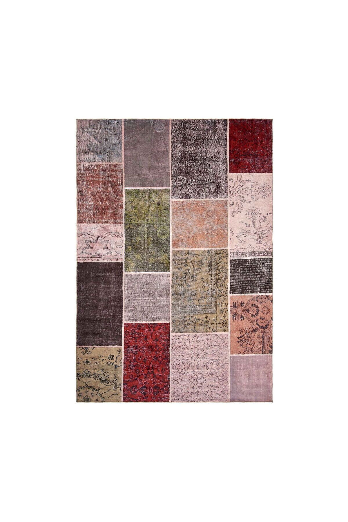 ASPARTAM Kadife Patchwork Halı - Toprak - 160x230 cm