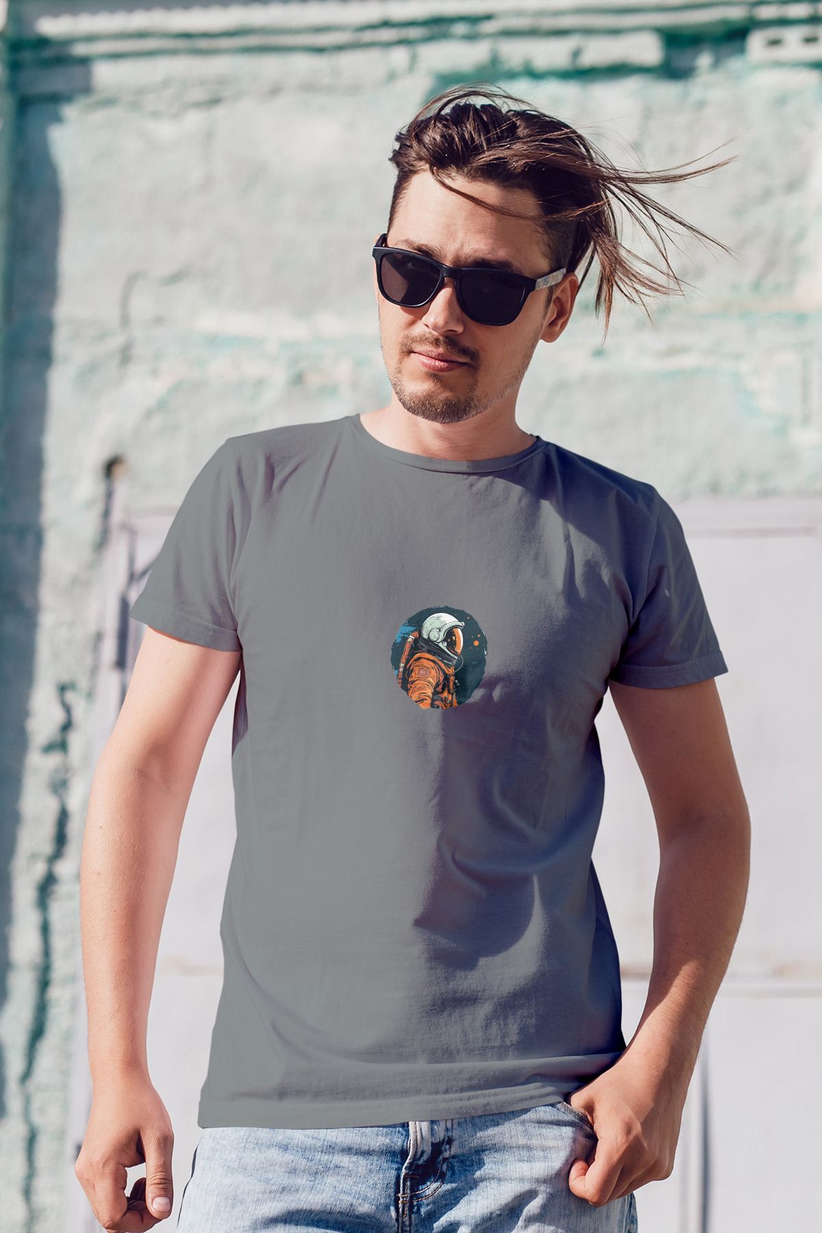 Decrift Astronot %100 Pamuk Erkek T-Shirt